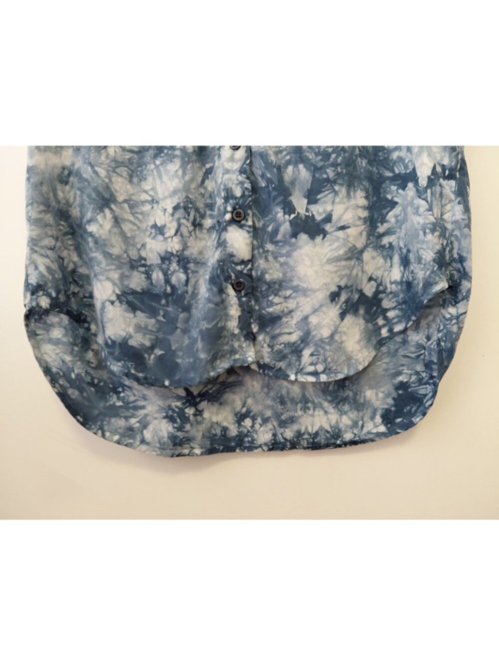 Cloth & Stone X Anthropologie Tye Dye Top Short Sleeve Tencel Small Blue White - Picture 4 of 7